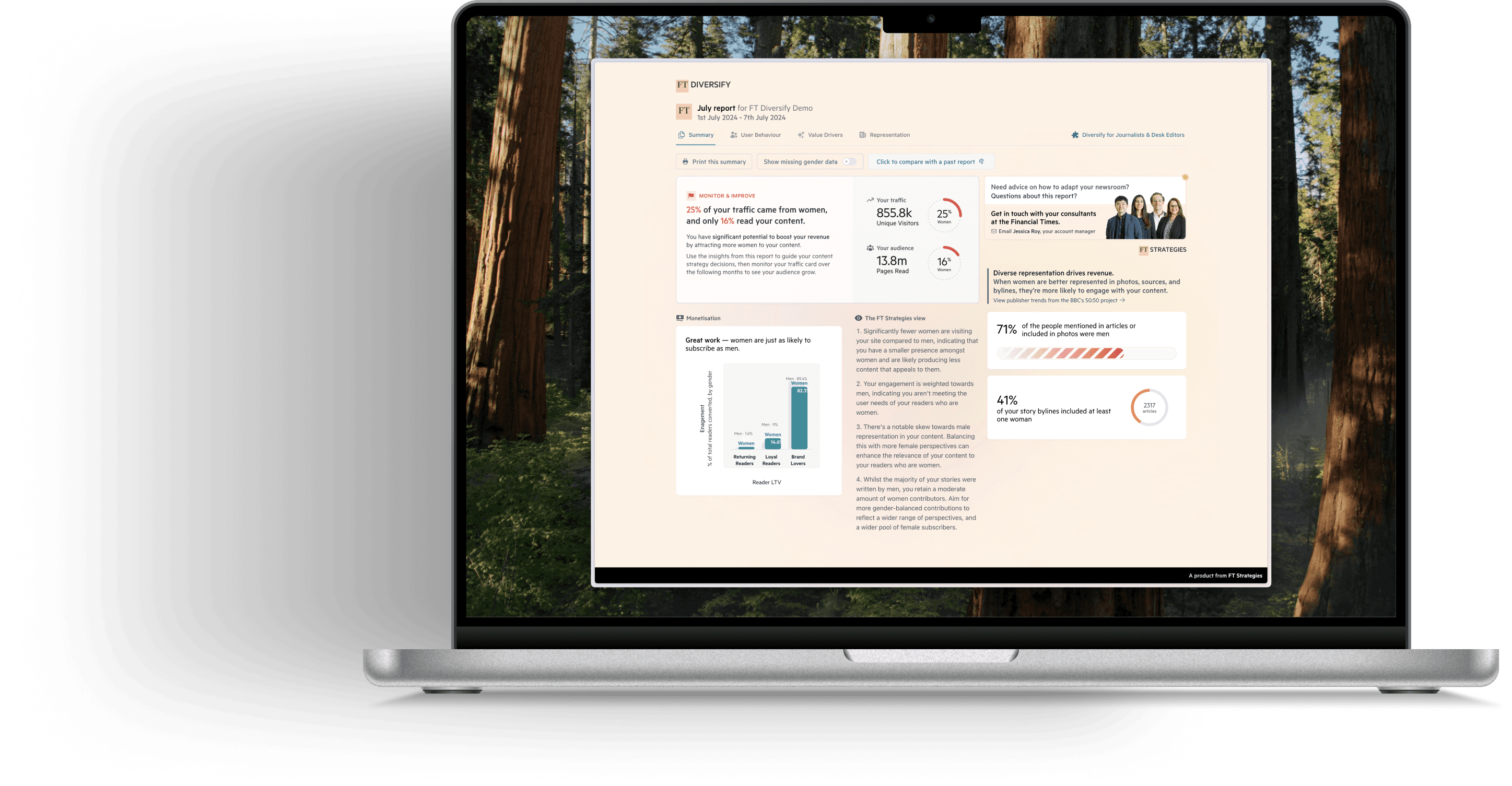 FT Diversify running on a MacBook Pro