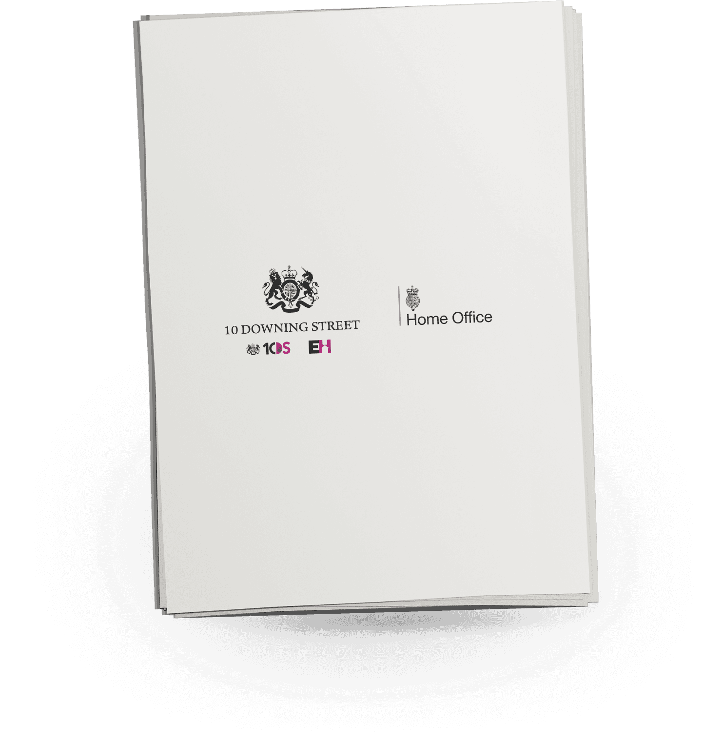 A stack of papers embellished with the logo of 10 Downing Street